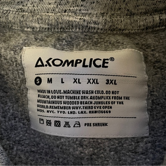 Akomplice Grey Black Sweatshirt Men’s Small - Picture 3 of 10